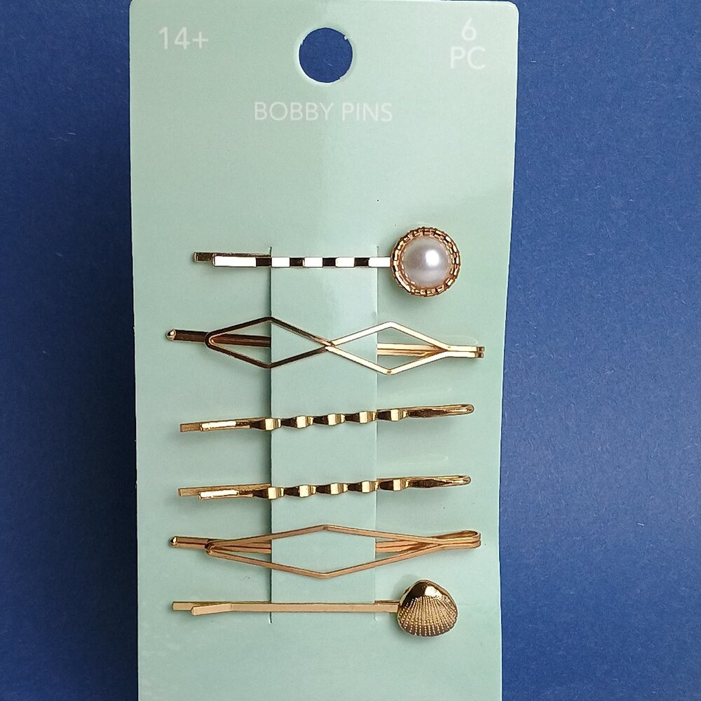 Fashion Hairpin 6Pc  Bobby Pins Gold Tone